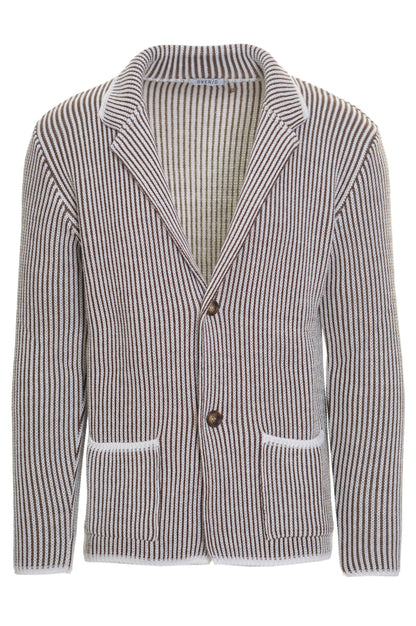 Cardigan Over/D Bianco/Marrone