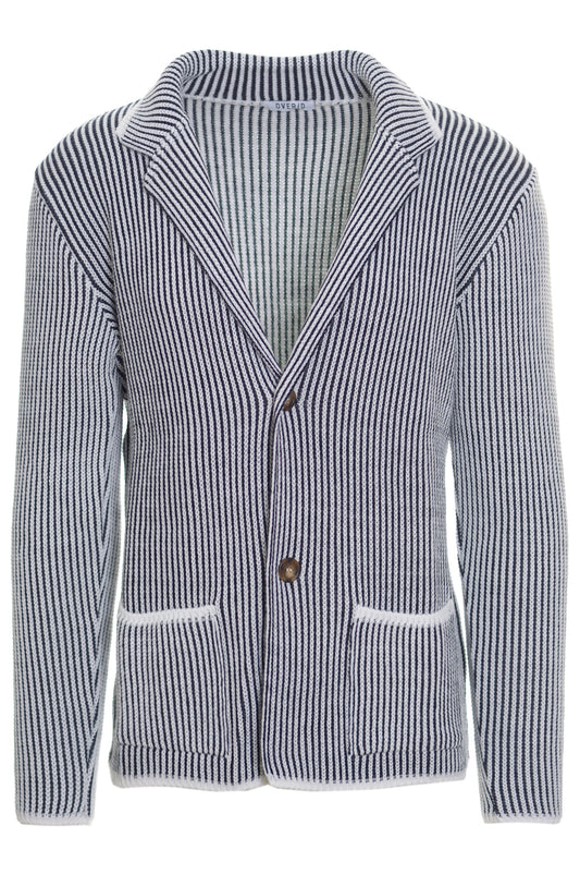 Cardigan Over/D Bianco/Blu